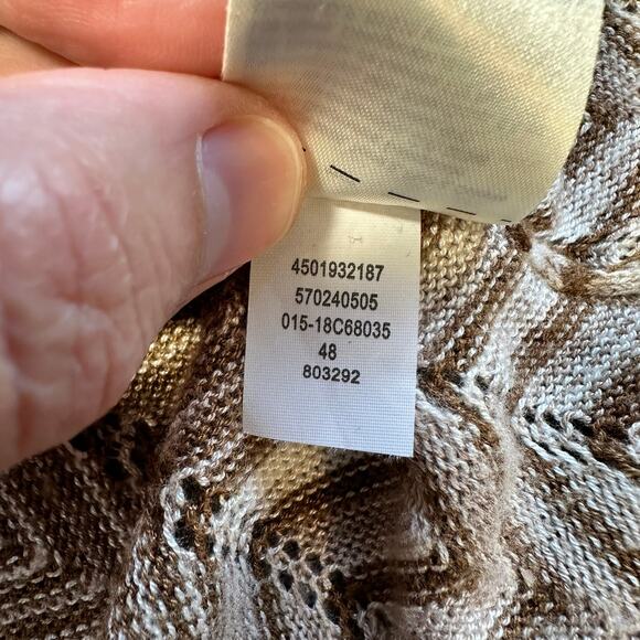 Chico's Open Front Long Line Cardigan Open Knit Sweater Chevron Brown 0 Med - Picture 7 of 10